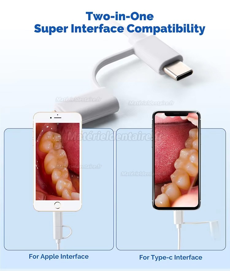 Caméra intraorale numérique dentaire Type-C/Micro USB 2 en 1, 2,0 MP